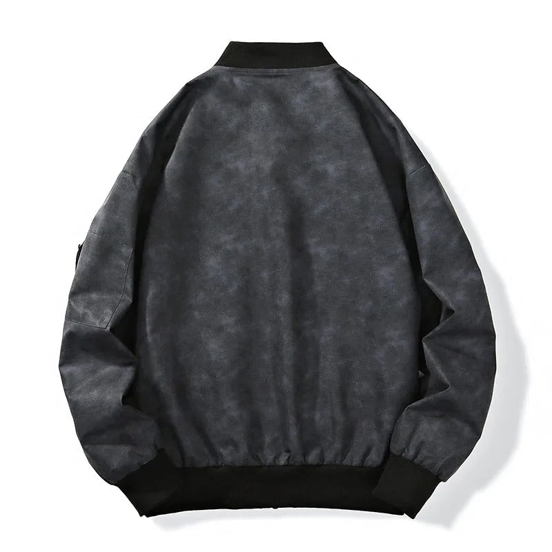 Men’s Bomber Jacket Stone-Wash Canvas, Relaxed Fit