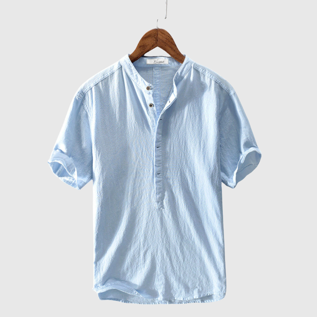 Miles Band Collar Short Sleeve Shirt