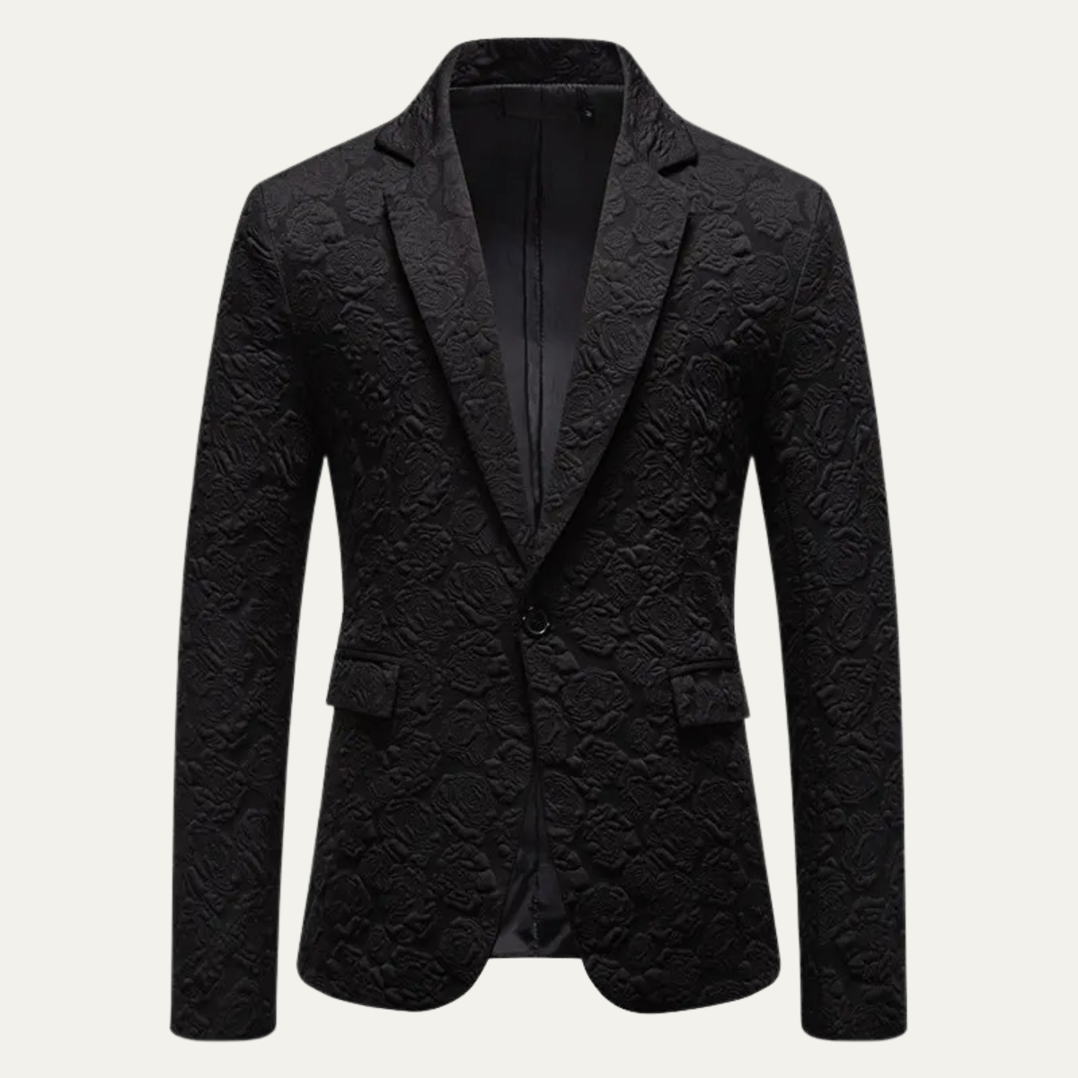 Men’s Slim-Fit Blazer with Embossed Rose Pattern