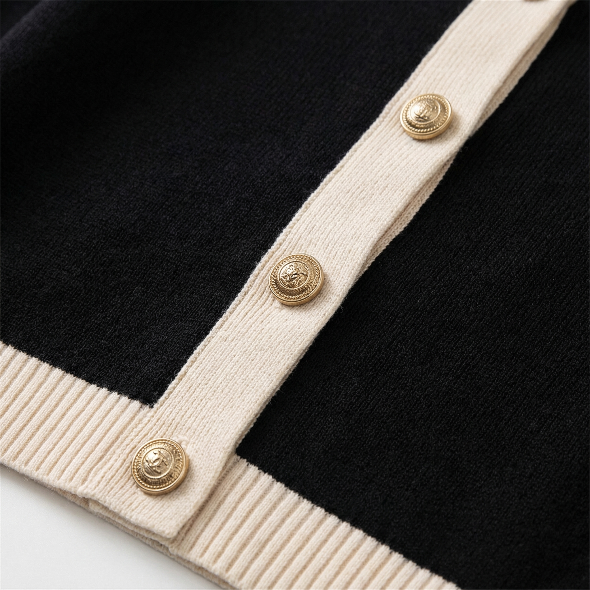 Women's Knitted Cardigan with Gold Buttons