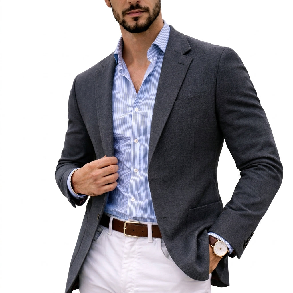 Men’s Knitted Blazer with Classic Lapels