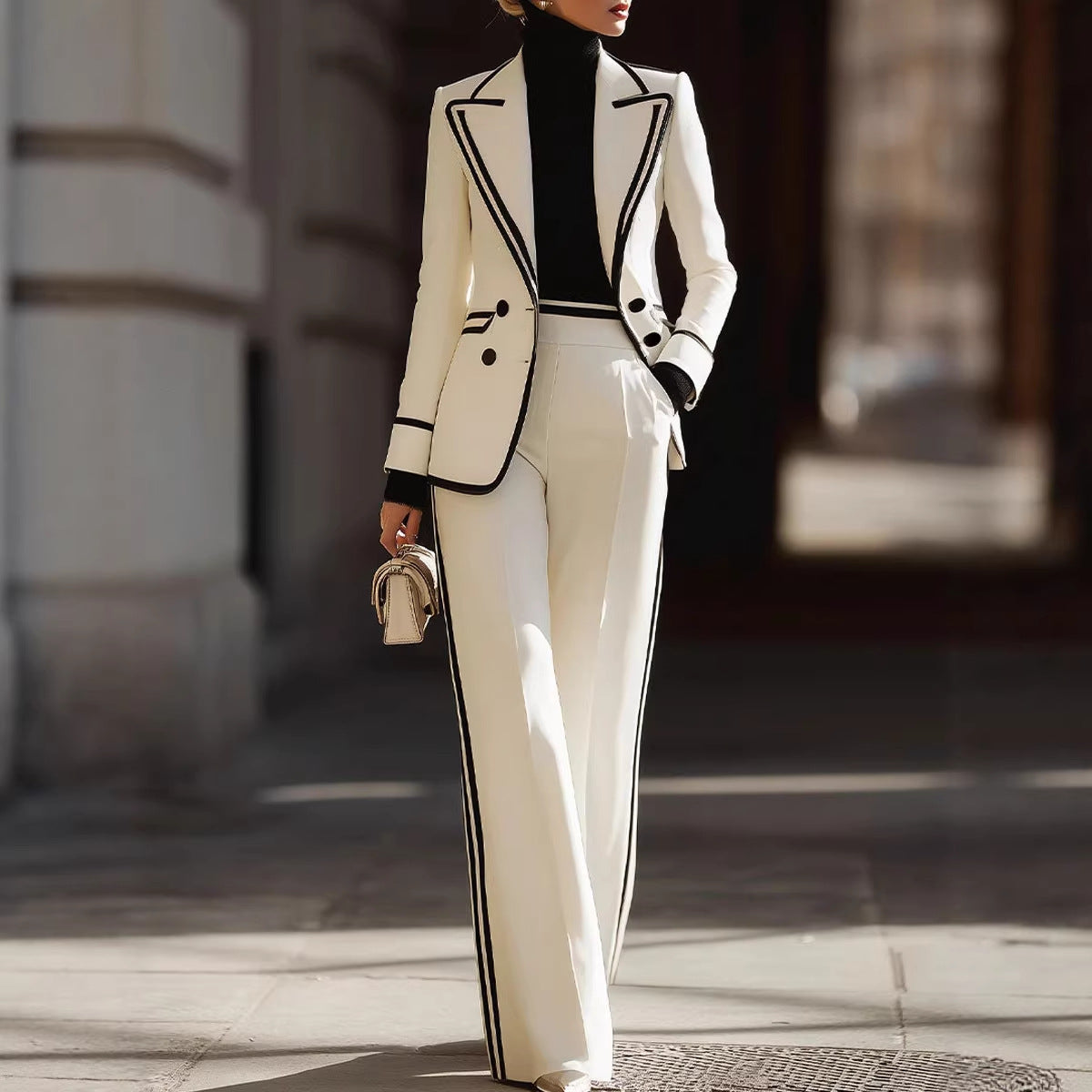 Women’s Suit with Double-Breasted Blazer and Straight-Leg Trousers