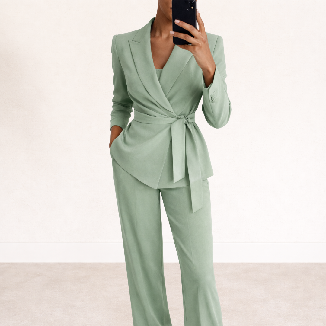 Women’s Suit with a Bow-Tie Blazer and Palazzo Trousers