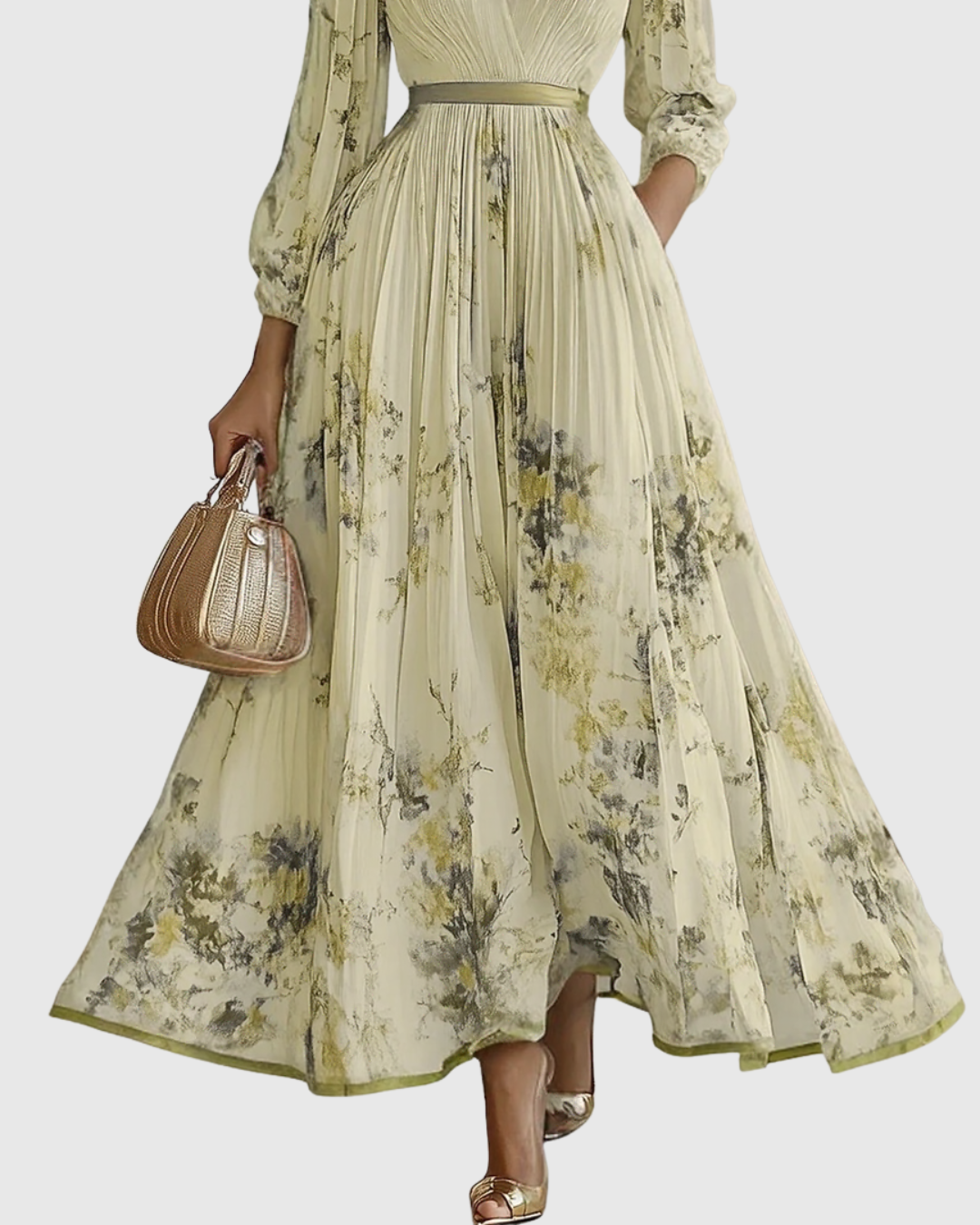 Elegant Formal Pleated Maxi Dress