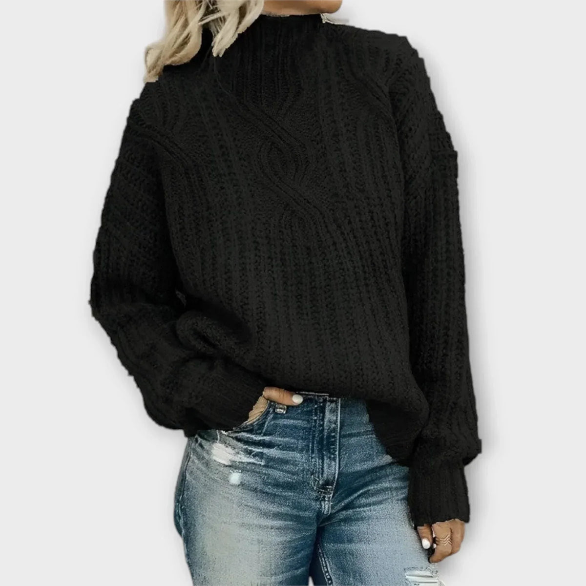 Relaxed-fit cable-knit roll-neck Sweater