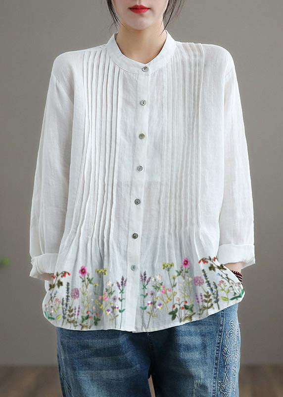 Organic White Linen Tunic Blouse
