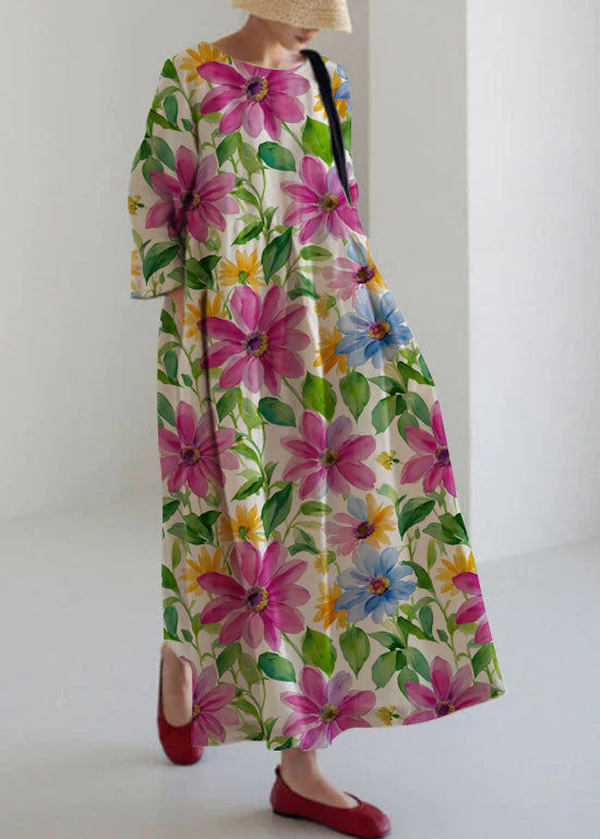 Apricot Cotton Patchwork Maxi Dress
