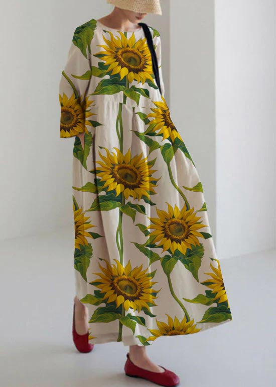 Apricot Cotton Patchwork Maxi Dress