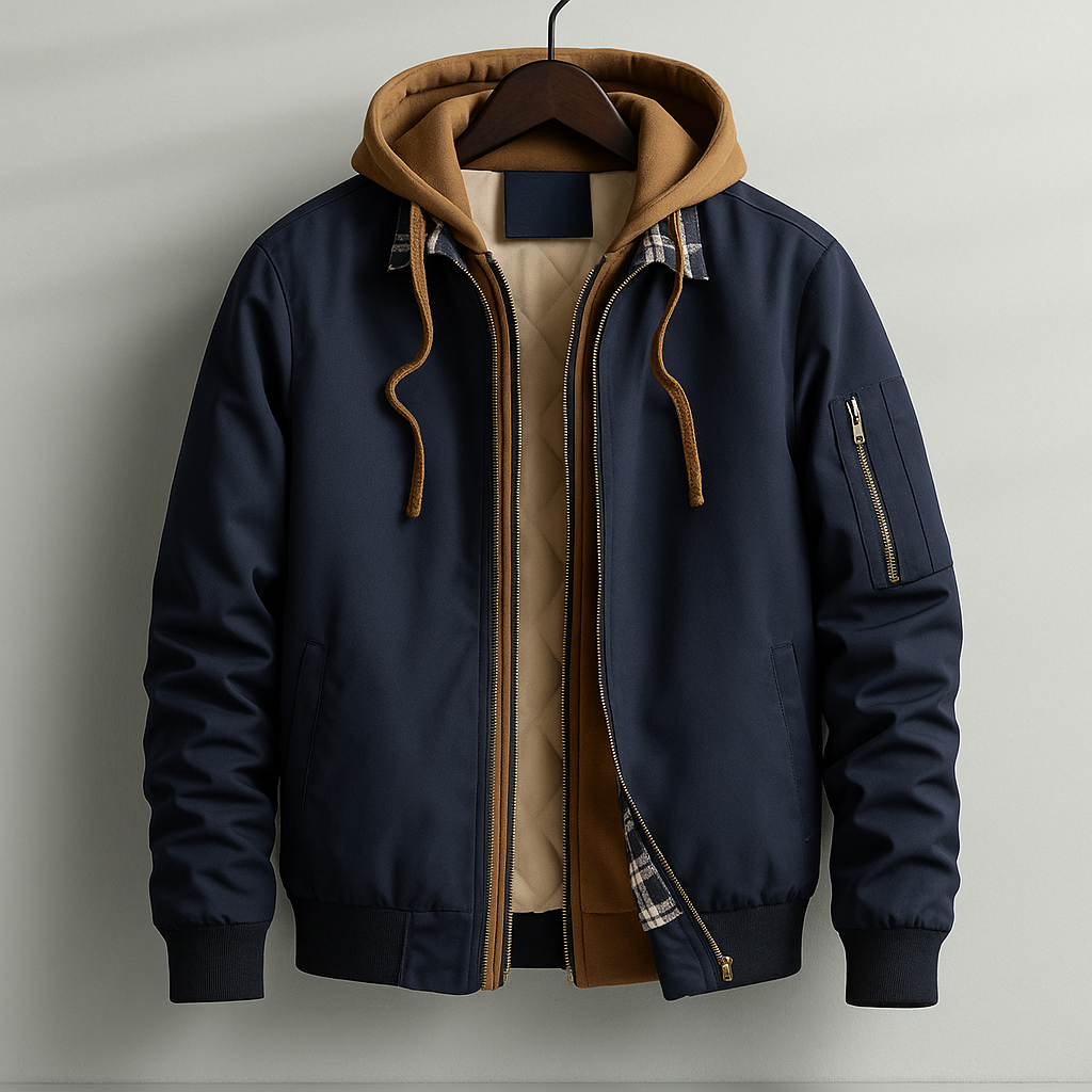Men’s Winter Jacket with Hood and Quilted Lining – Water-Repellent