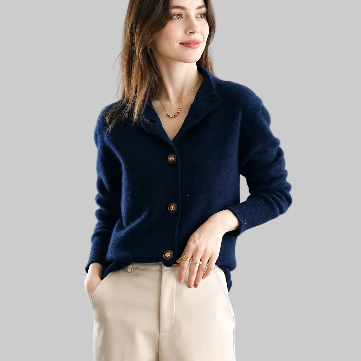 Knitted Cardigan with Buttons, Relaxed Fit