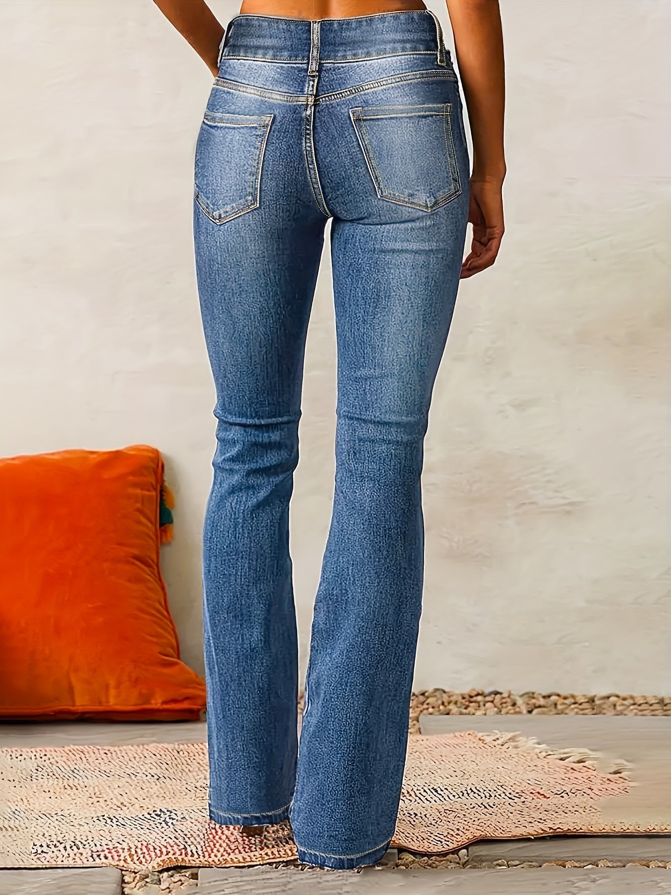 Elegant High Waist Flare Jeans in Denim