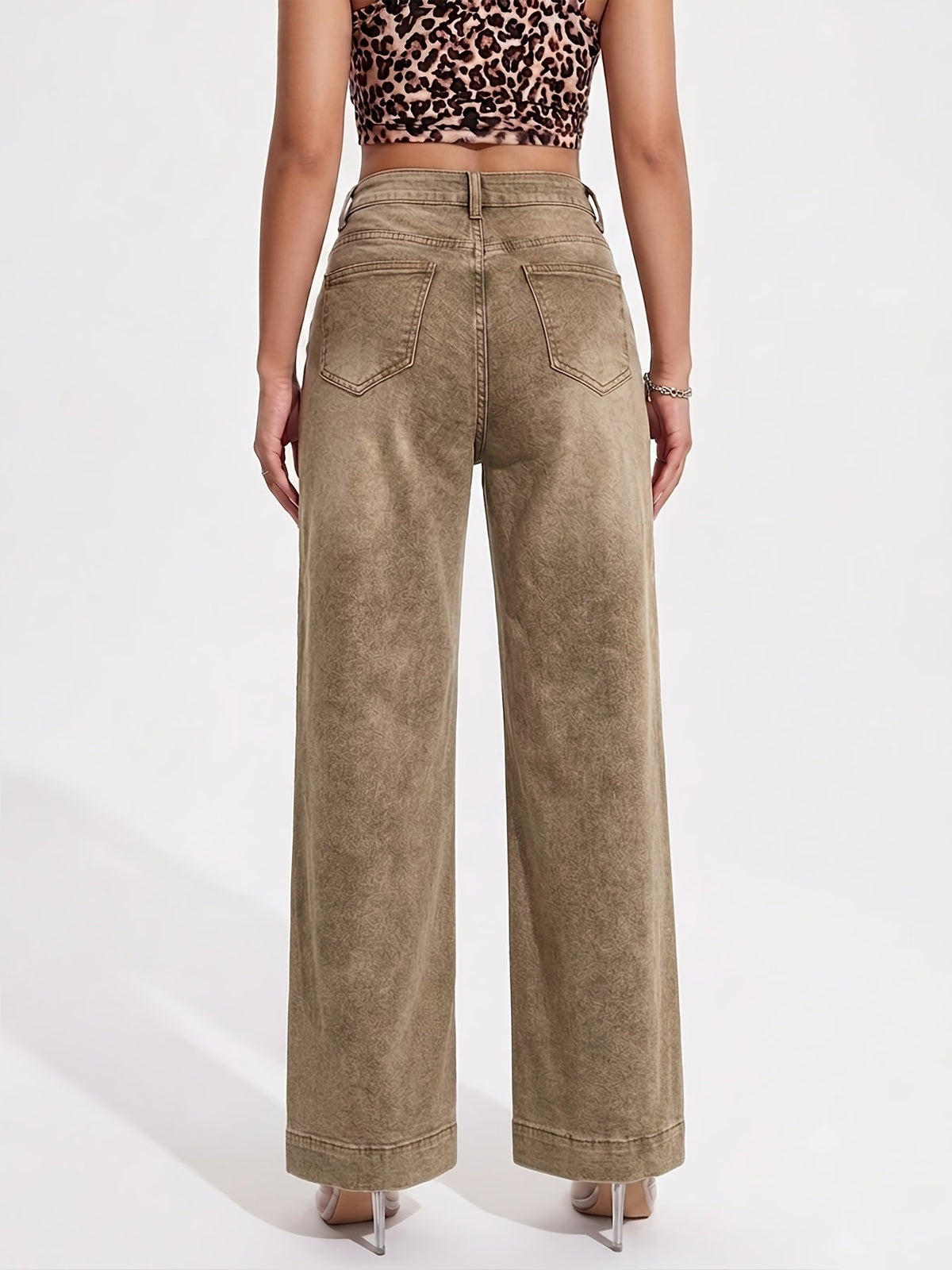 Vintage Brown High Waist Flared Jeans