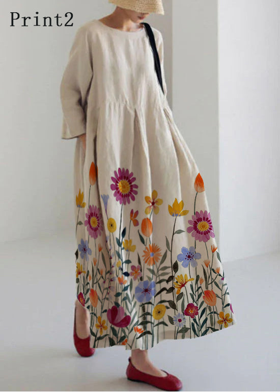Apricot Cotton Patchwork Maxi Dress