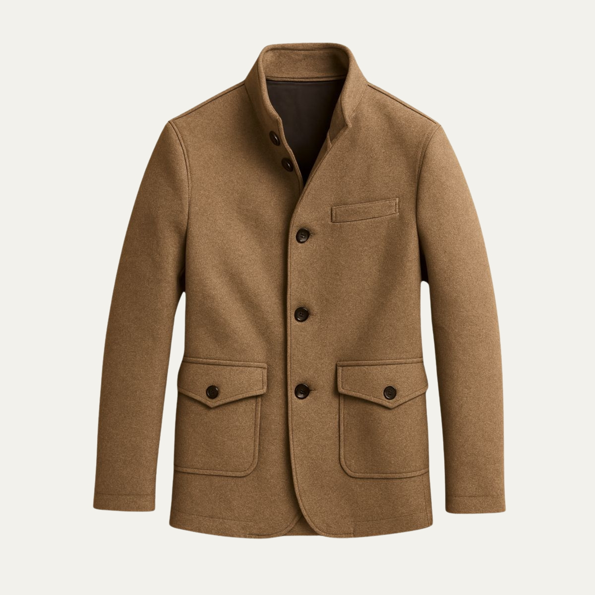Men’s Winter Jacket Elegant Wool-Blend Tailored Fit with Structured Collar