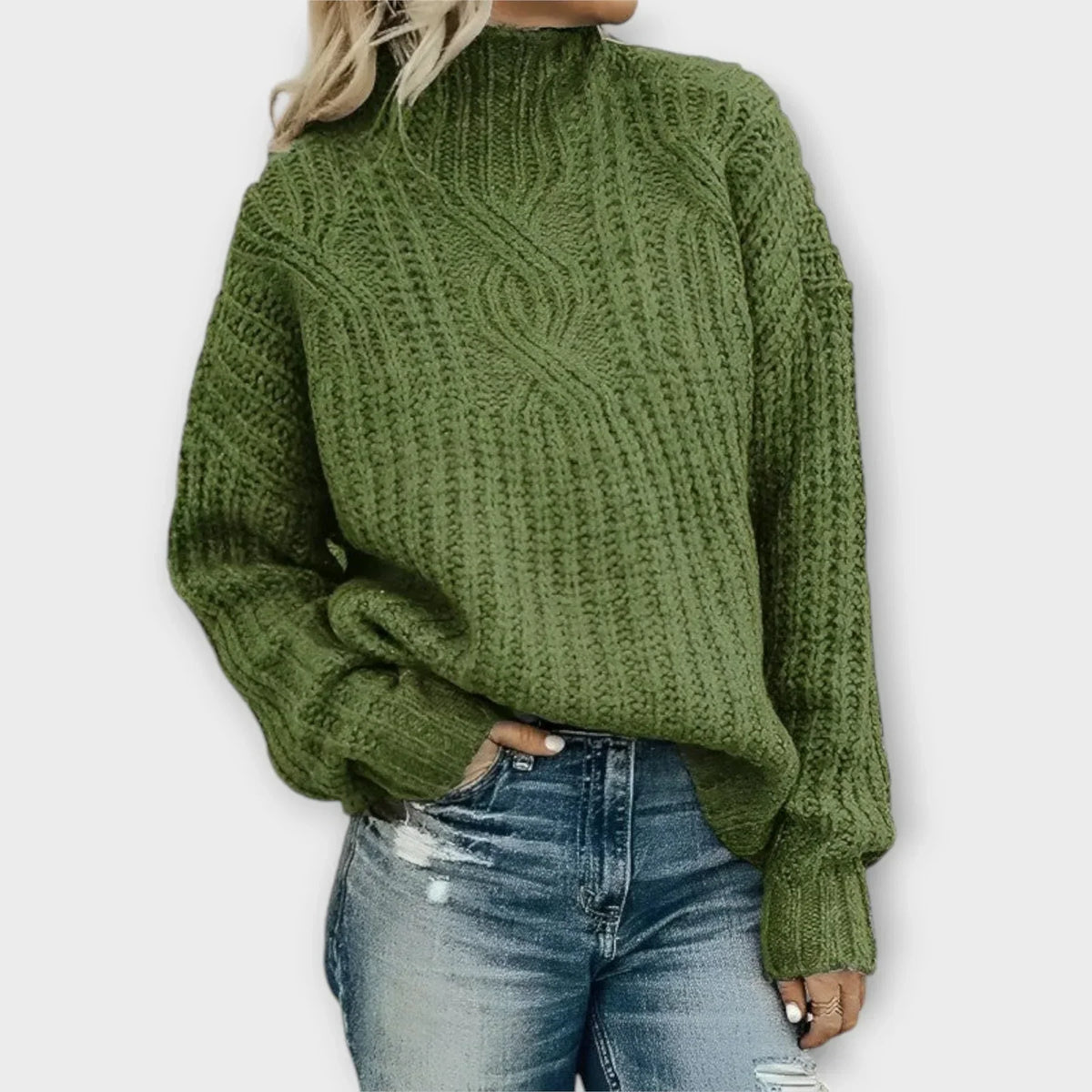 Relaxed-fit cable-knit roll-neck Sweater