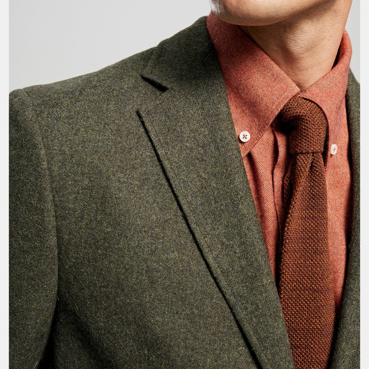 Men's Suit 3-Piece Military Green Tweed