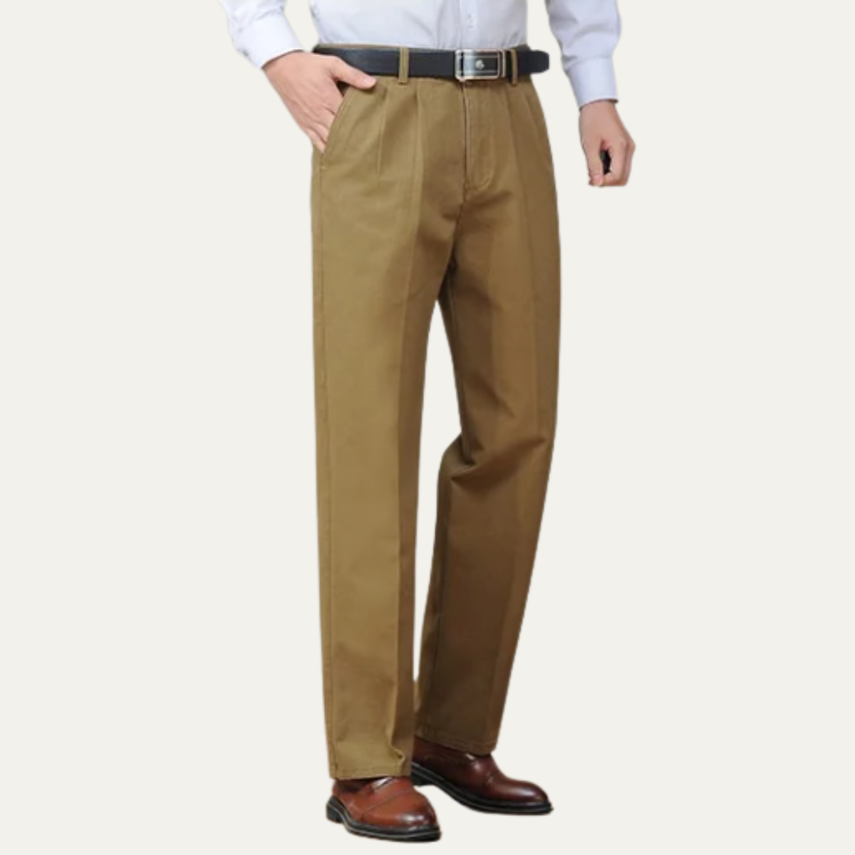 Linen Pants with Elastic Waist and Regular Leg