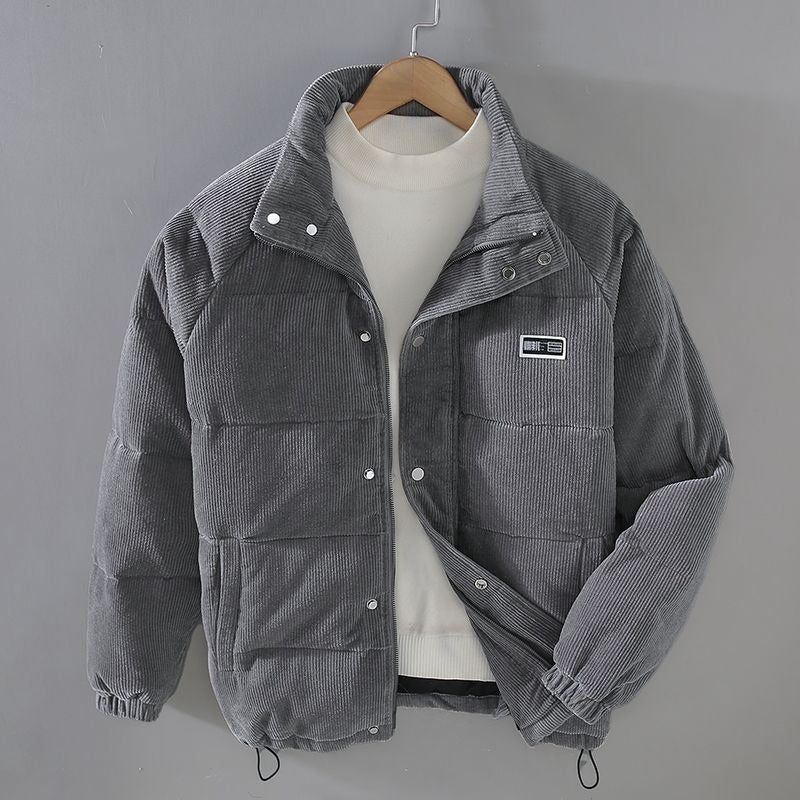 Men’s Puffer Jacket Fine-Ribbed Velvet with Silky Lining and Cotton Filling