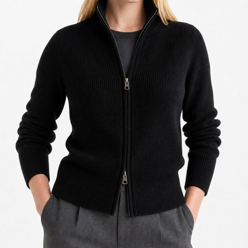 Merino Wool Double-Zip Cardigan