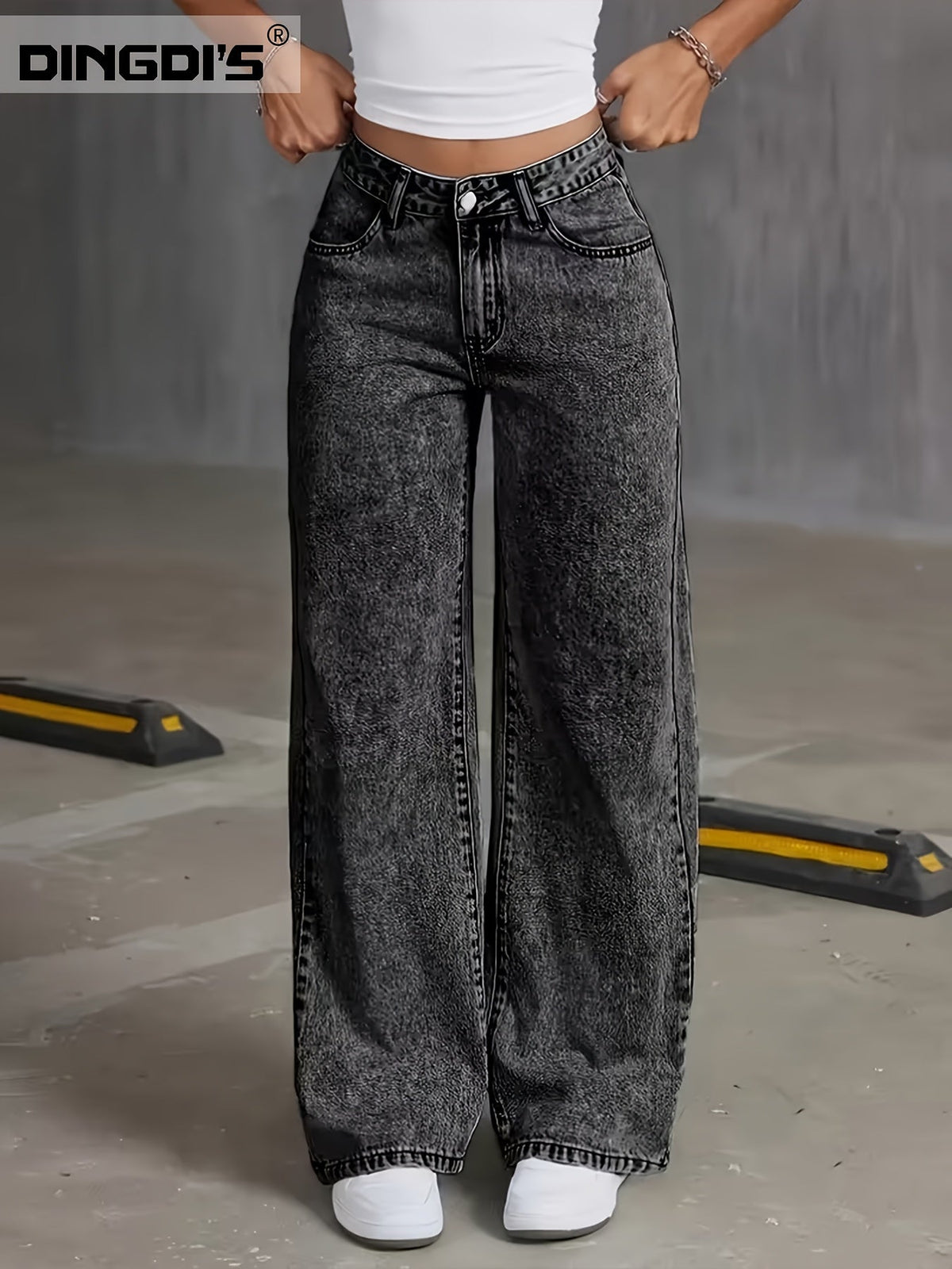 Washed High Waist Baggy Jeans