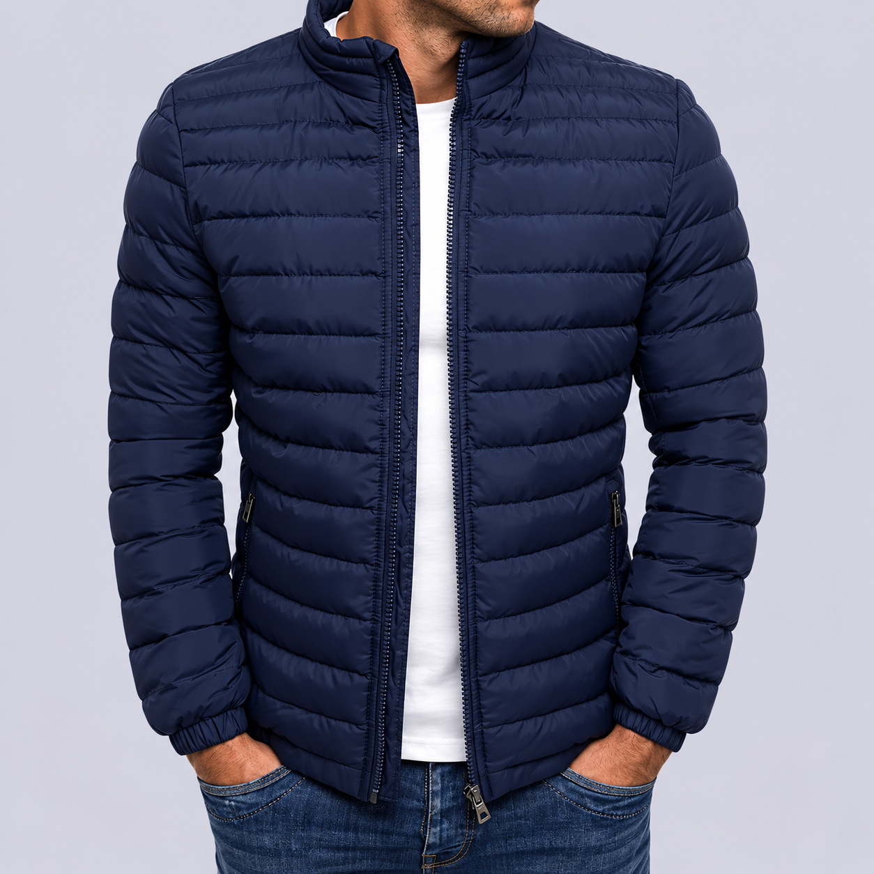 Fall Men's Lightweight High Neck Zip-Up Sweater | Knitwear