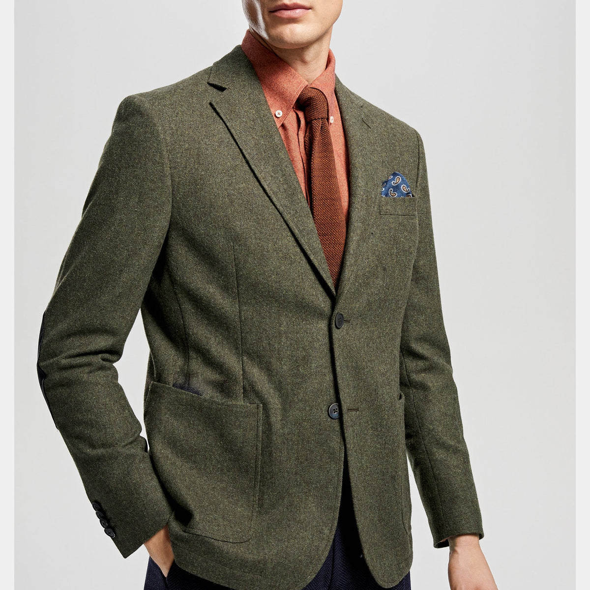 Men's Suit 3-Piece Military Green Tweed