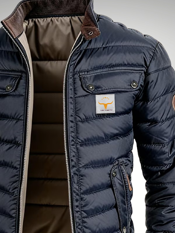 Men’s Puffer Jacket with High Collar and Zipped Pockets