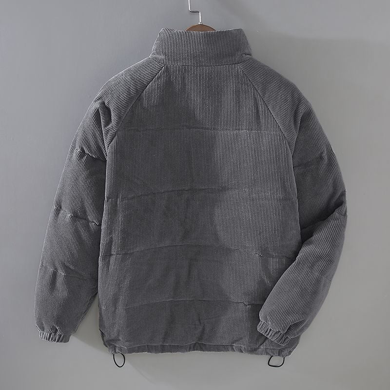 Men’s Puffer Jacket Fine-Ribbed Velvet with Silky Lining and Cotton Filling