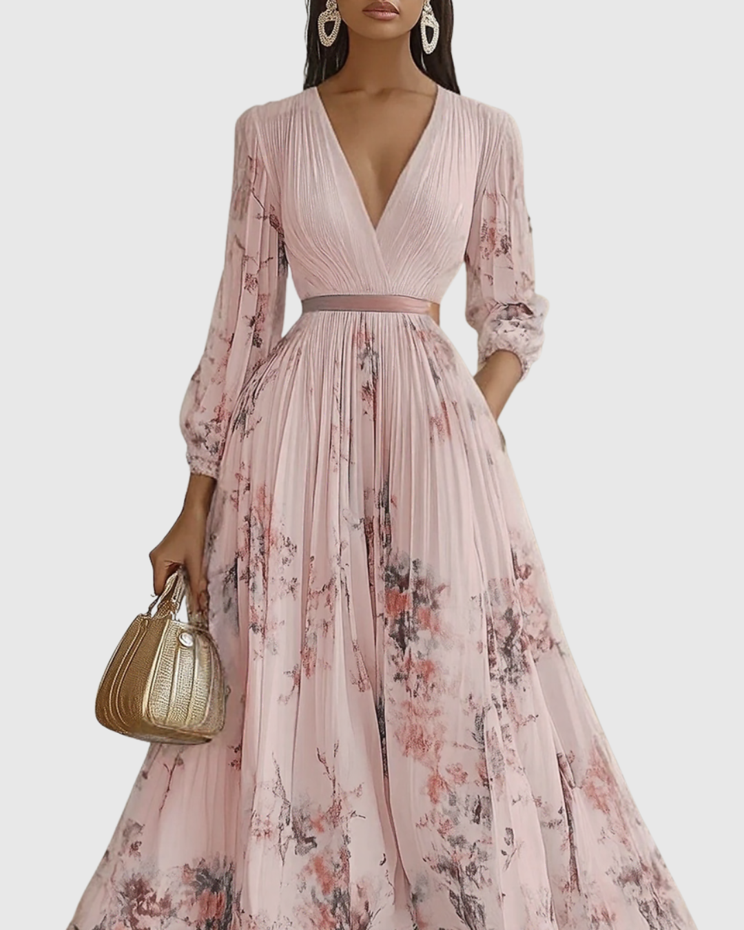 Elegant Formal Pleated Maxi Dress