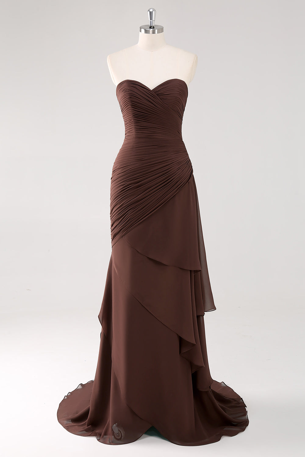 Elegant Dark Green Ruffled Evening Maxi Dress