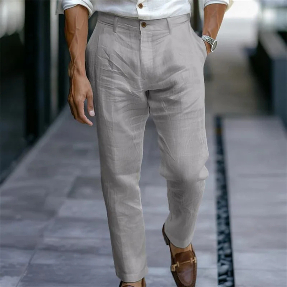 Lightweight, Slim-Fit Dress Pants in Linen