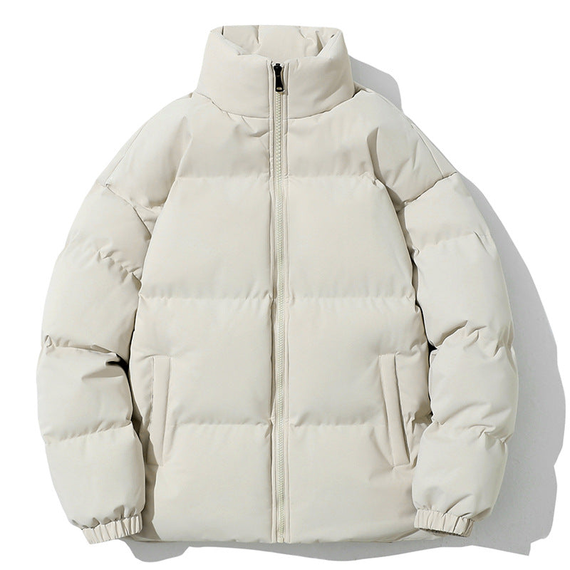 Men’s Puffer Jacket with Geometric Pattern and High Collar