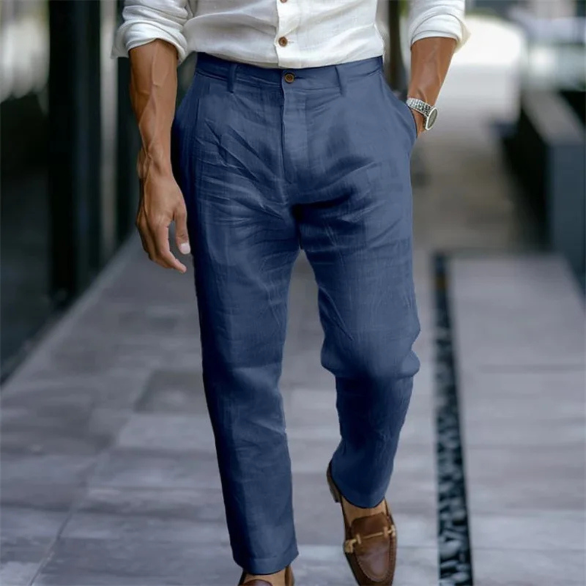 Lightweight, Slim-Fit Dress Pants in Linen