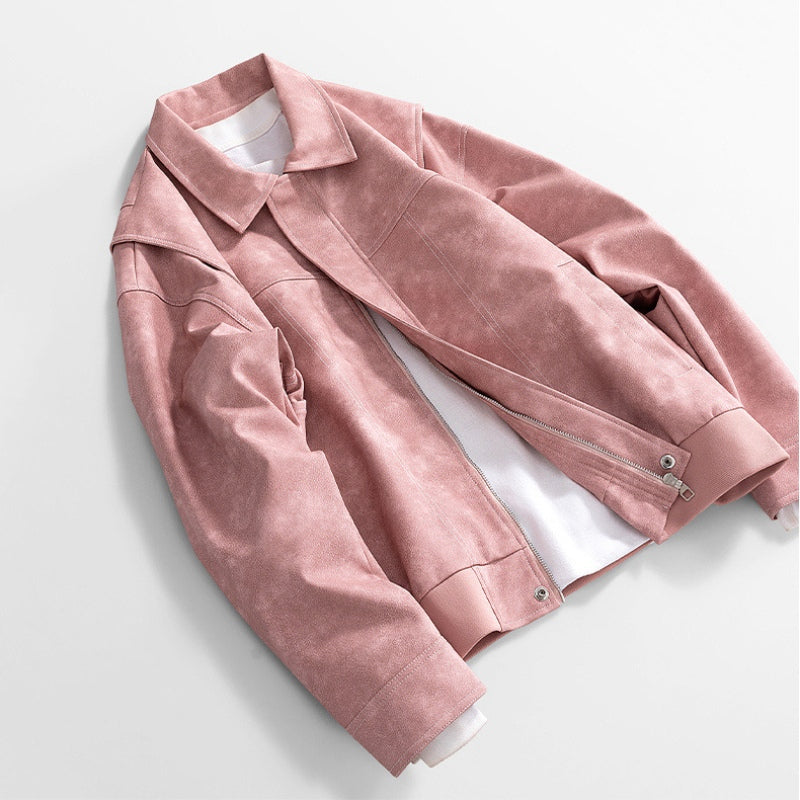 Men’s Bomber Jacket Vegan Faux Leather with Pockets
