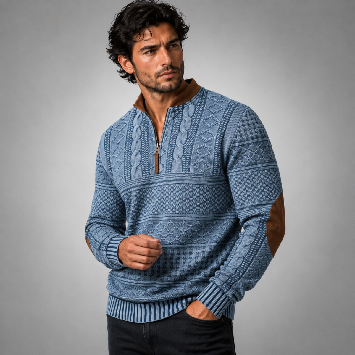 Men’s Jacquard Quarter Zip Sweater