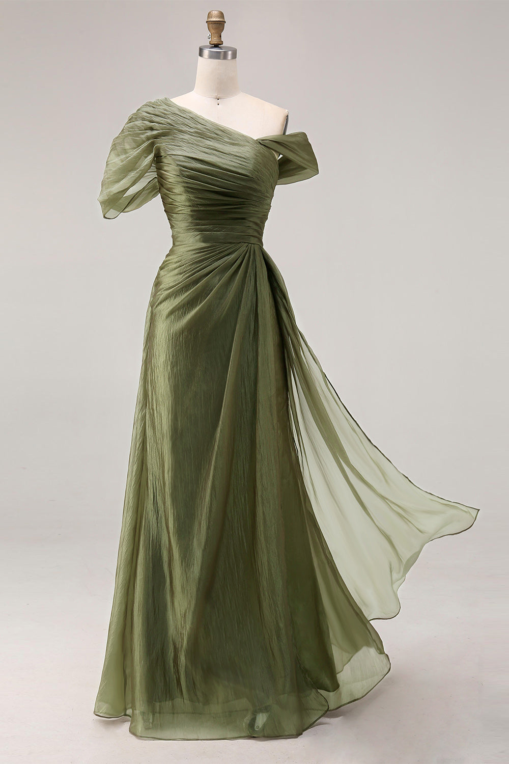 Dusty Sage Chiffon A-Line Formal Maxi Dress