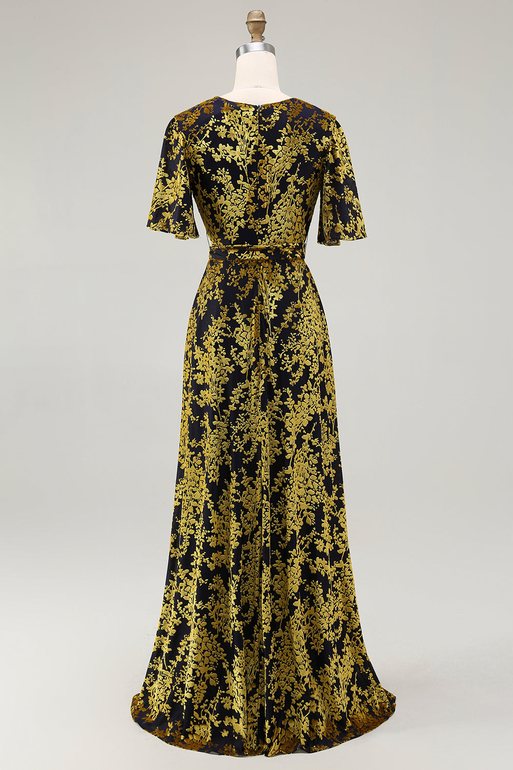 Dark Green Burnout Velvet Floral Maxi Dress