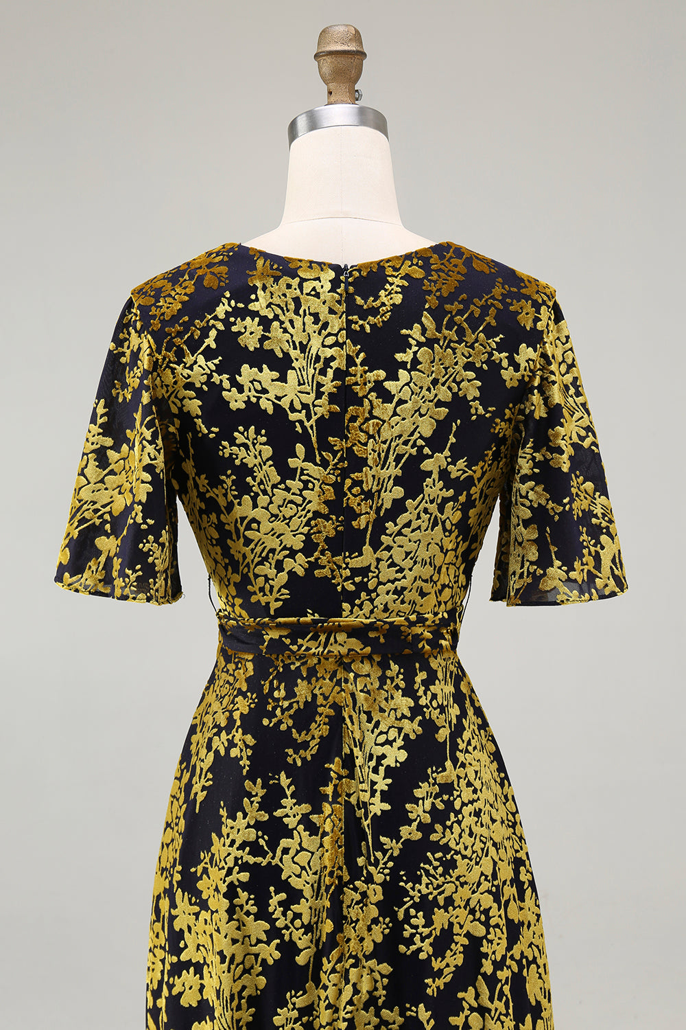 Dark Green Burnout Velvet Floral Maxi Dress