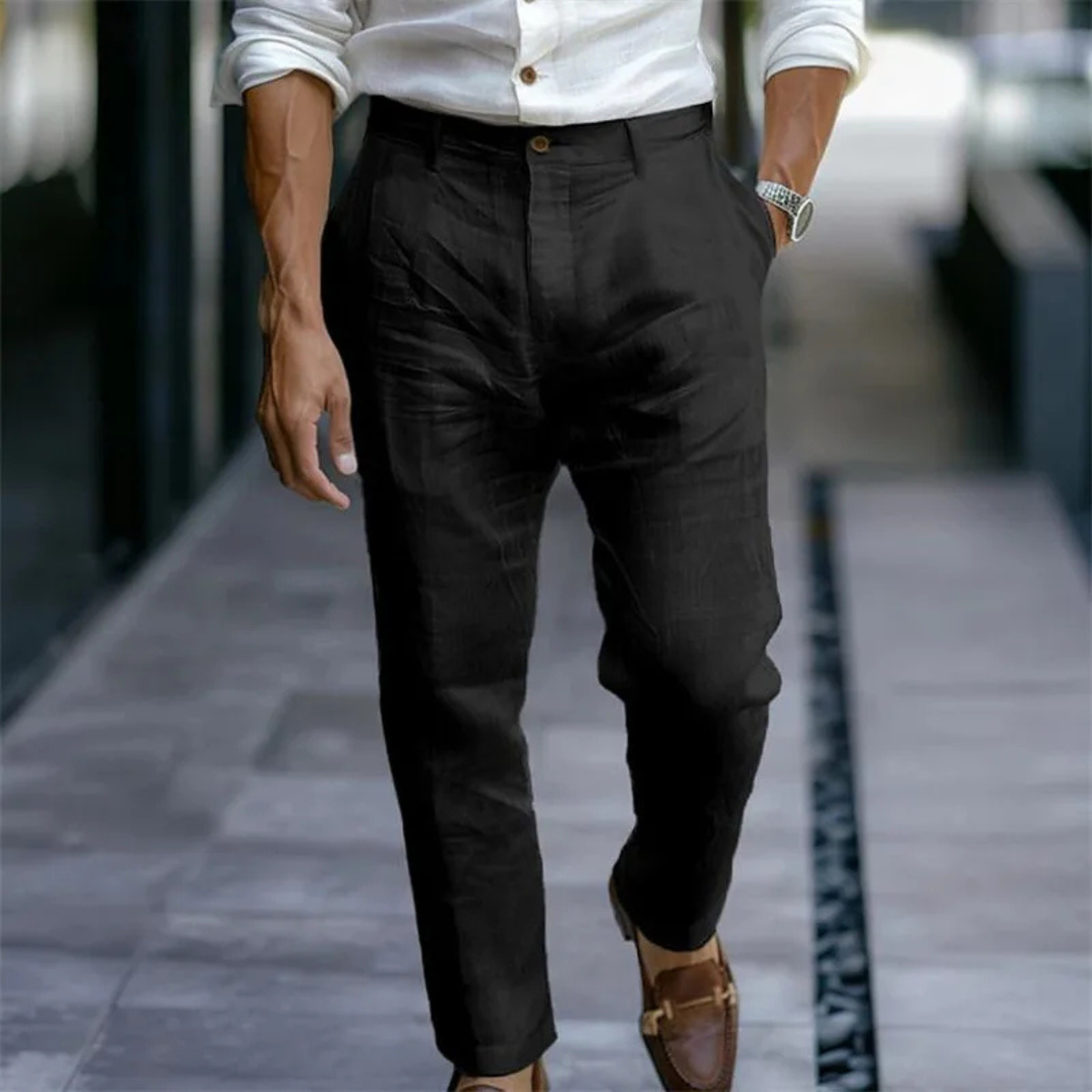 Lightweight, Slim-Fit Dress Pants in Linen