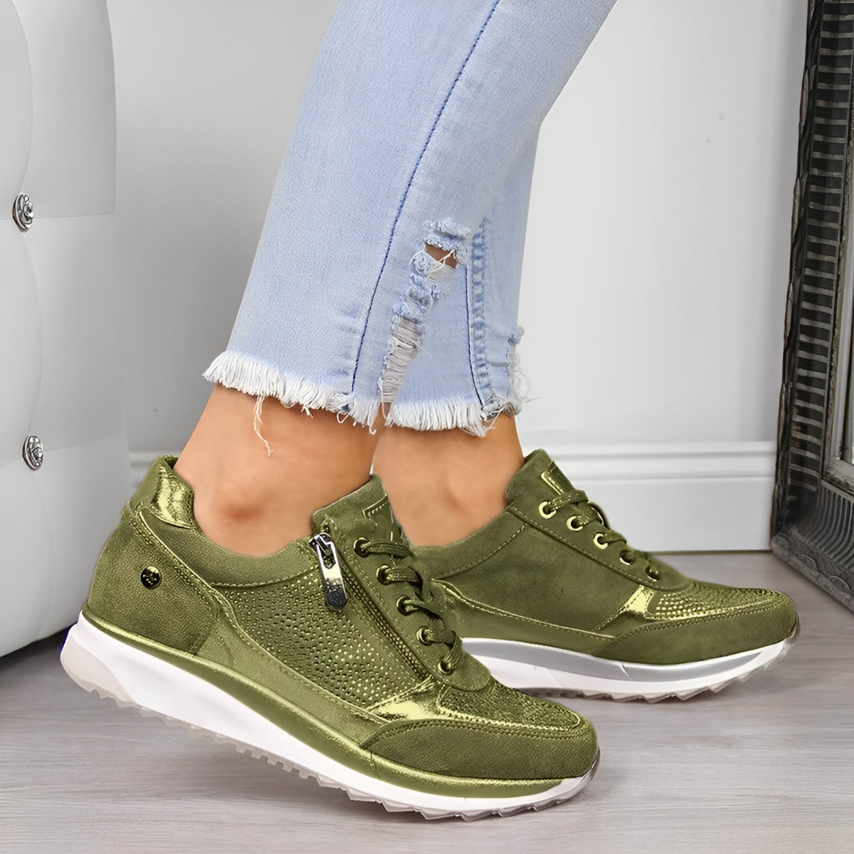 Orthopedic Sneakers for Women with Zip & Cushioned Soles