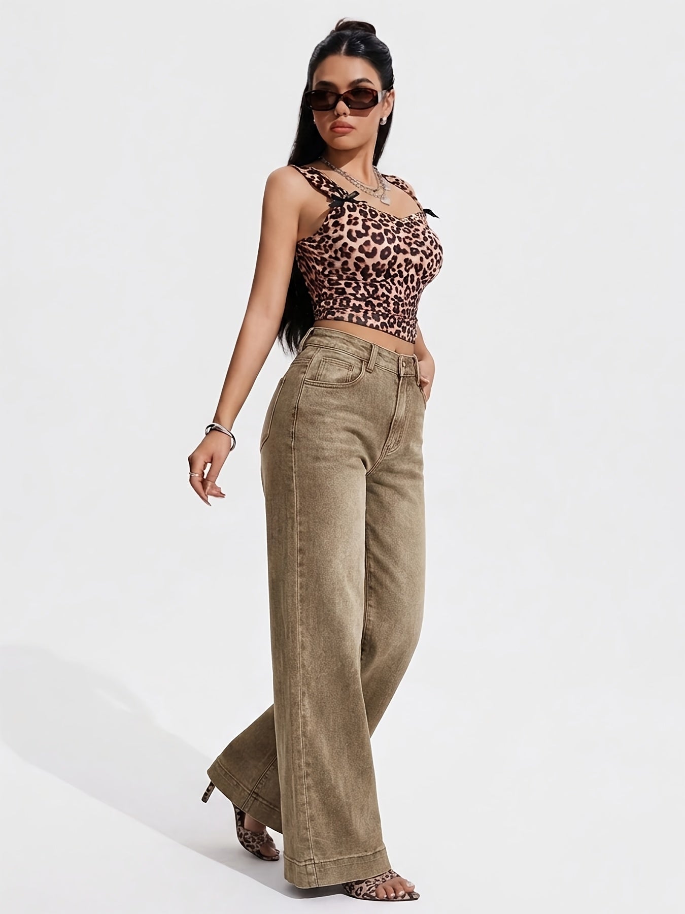 Vintage Brown High Waist Flared Jeans