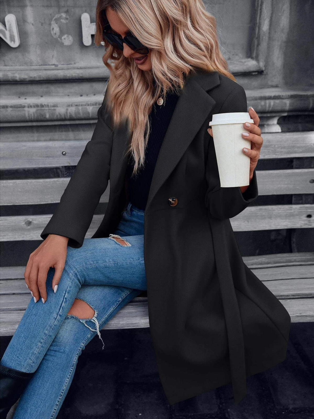 Women's A-Line Double-Breasted Trench Coat