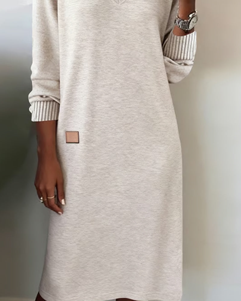 Relaxed V-Neck Midi Sweater Dress