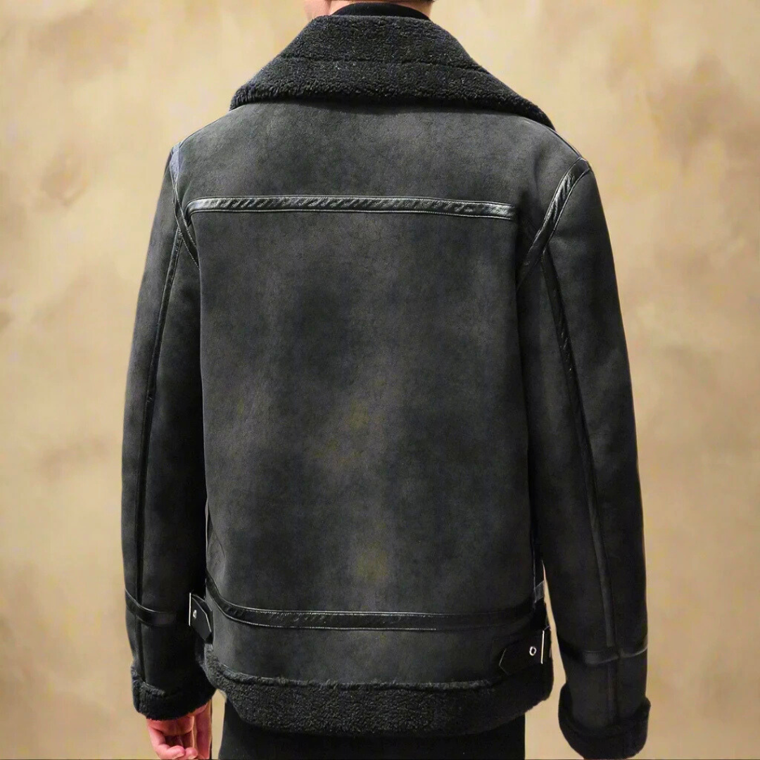 Men’s Winter Jacket Suede Leather with Adjustable Belt