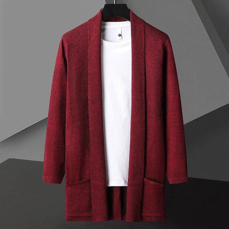 Men’s Open-Front Cardigan with Batwing Sleeves