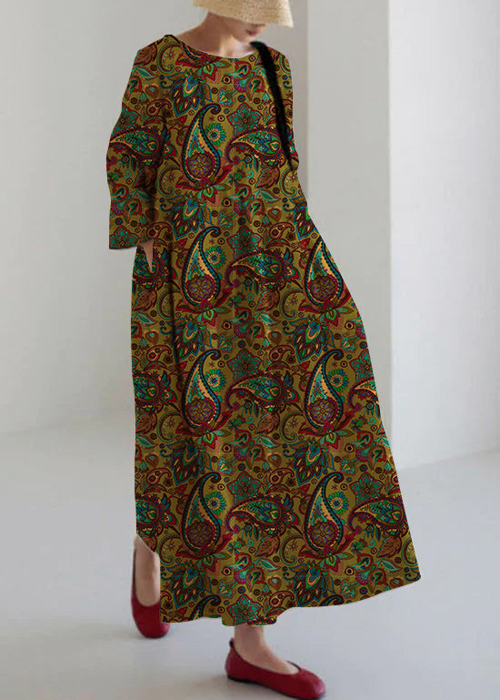 Apricot Cotton Patchwork Maxi Dress