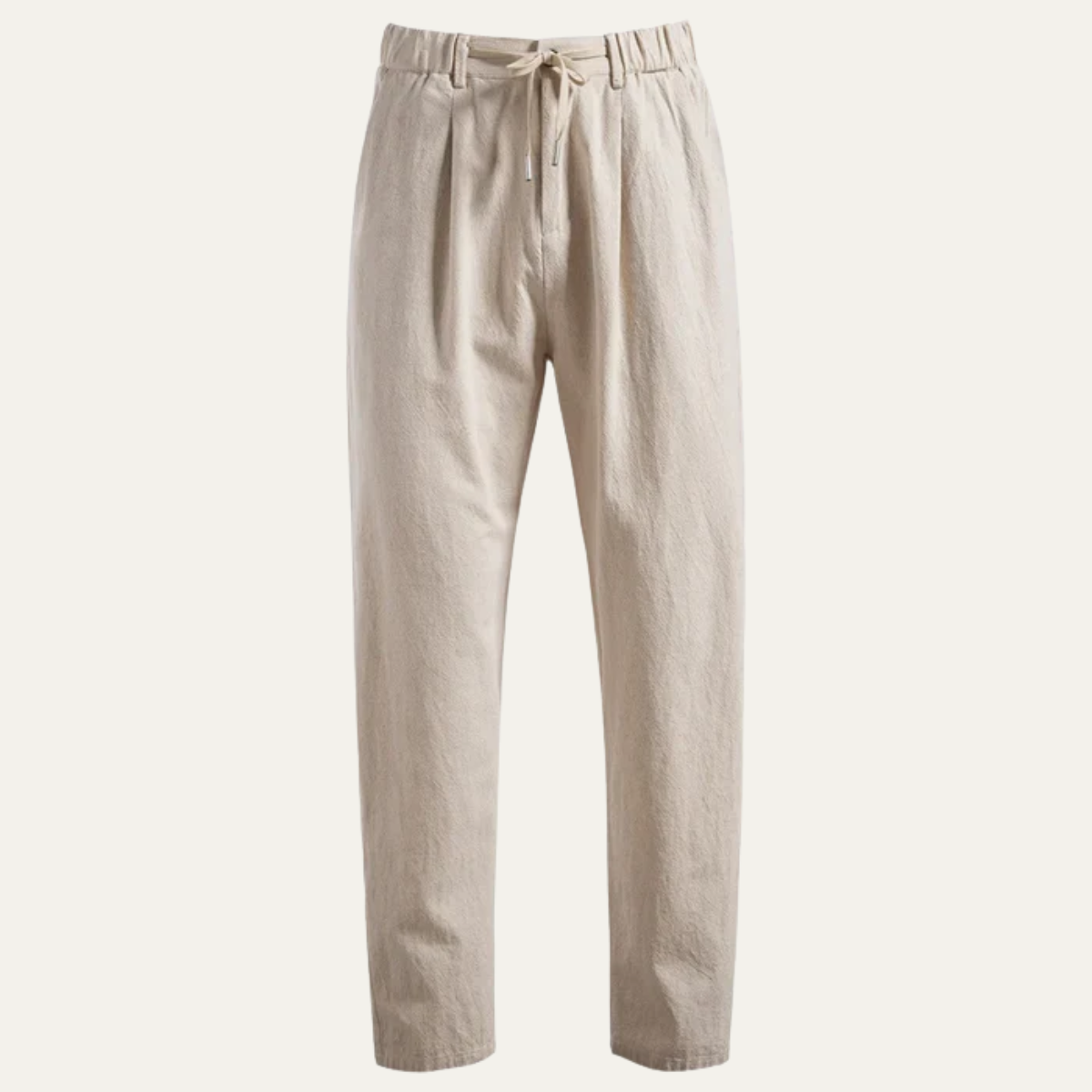 Linen Pants with Elastic Waist and Regular Leg