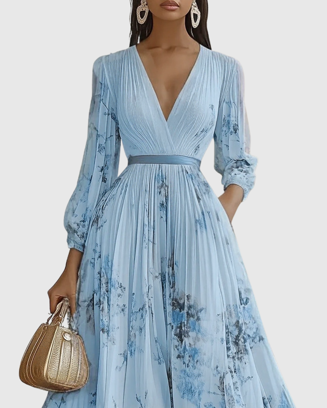 Elegant Formal Pleated Maxi Dress