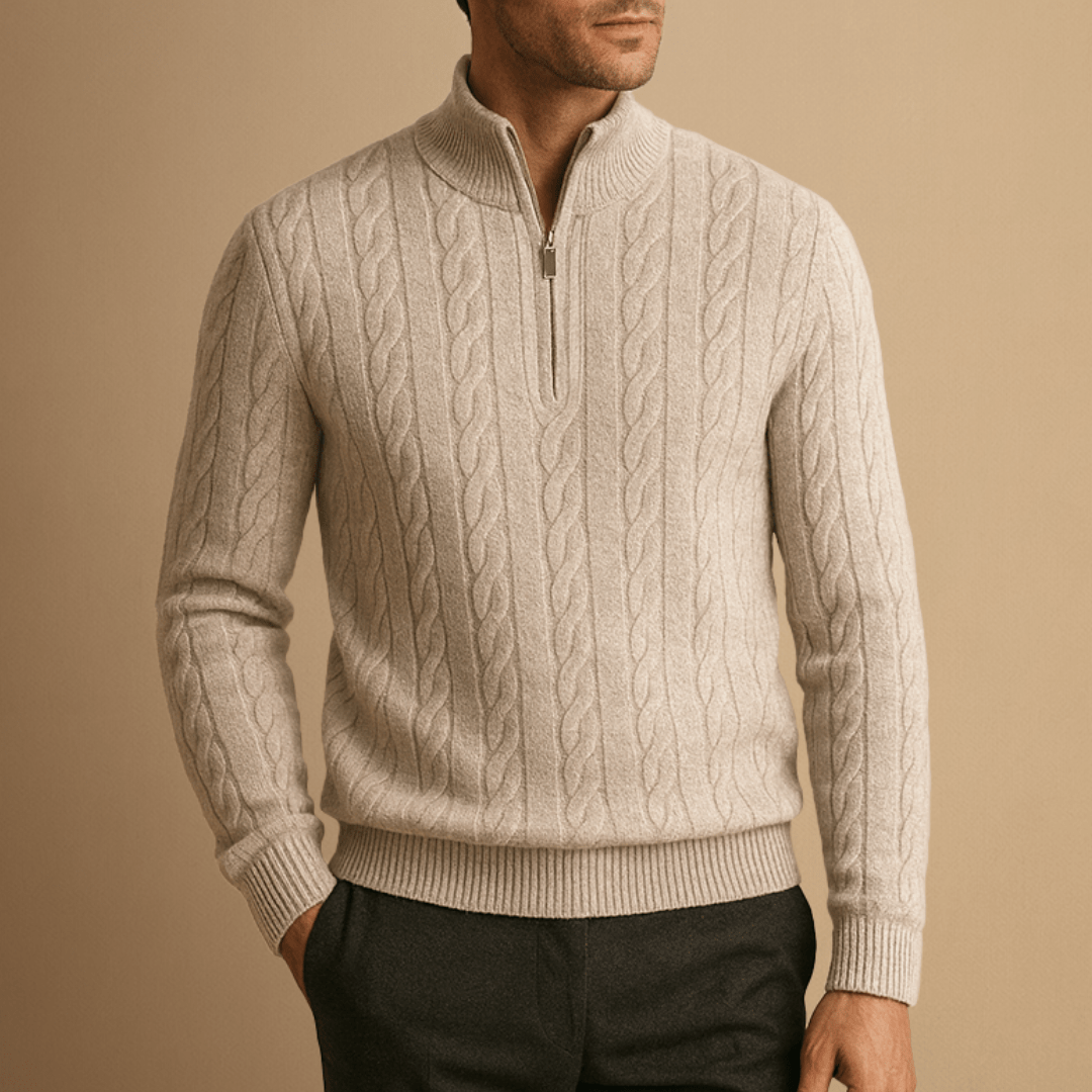 Carter Quarter Zip Cable Sweater