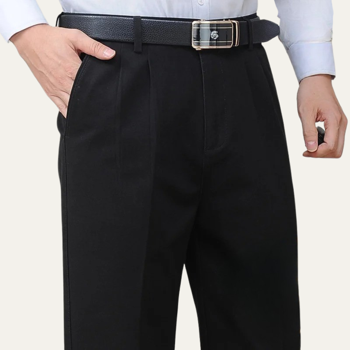 Linen Pants with Elastic Waist and Regular Leg